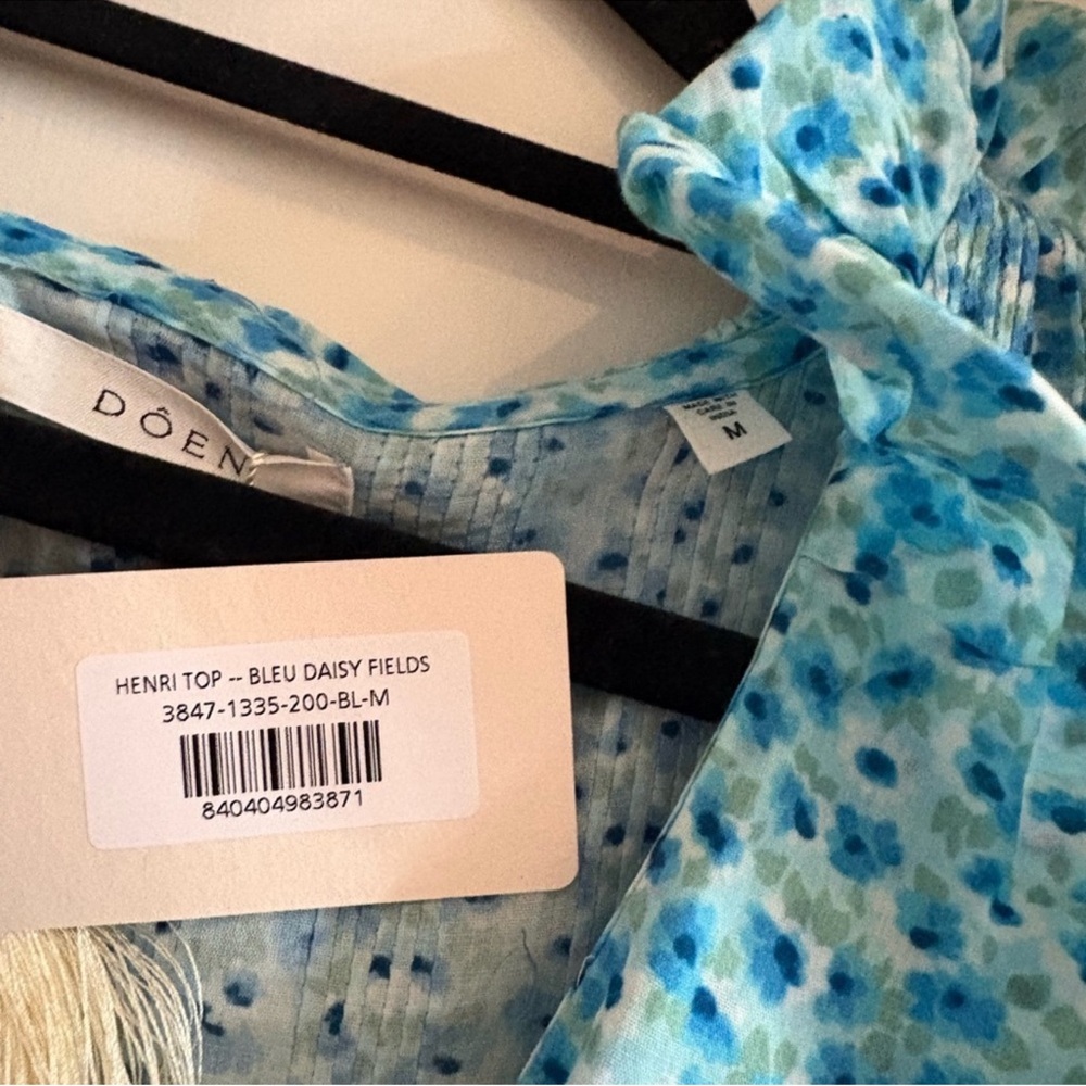 DÔEN Blue Floral Ruffle Henri Blouse - Picture 4 of 9